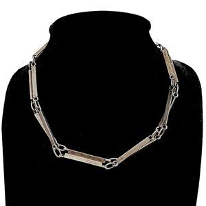 Modernist Italian 29g Sterling Triangle Link 28” Necklace | 70s Bold! Vintage.